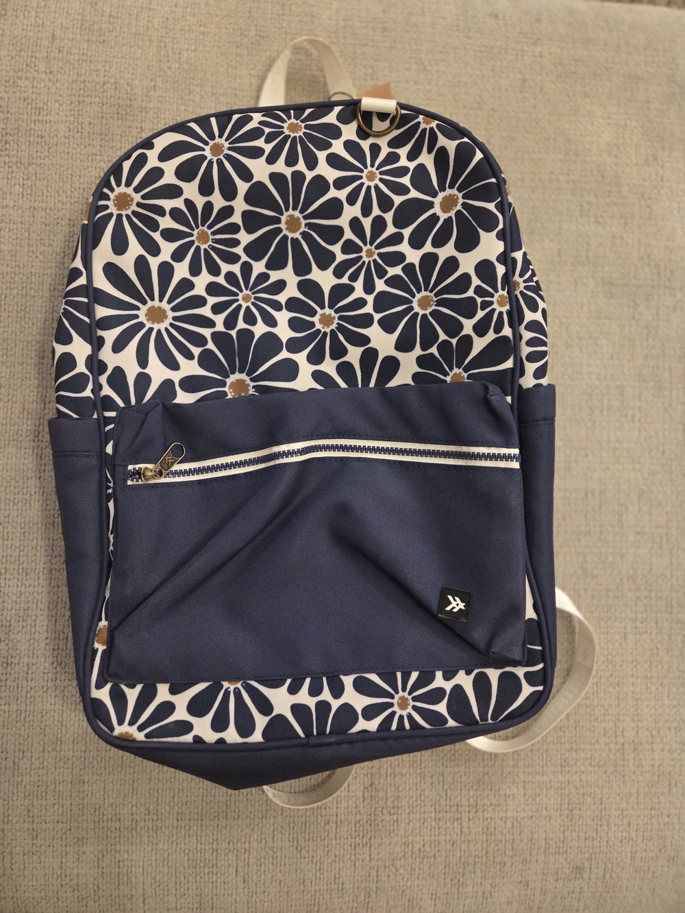 Navy Floral Canvas Backpack